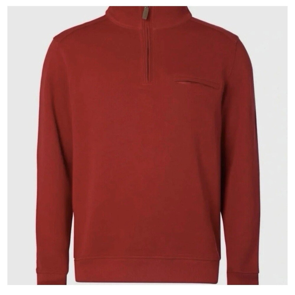 Christian Berg Troyer Red 1/4 Zip Mock Neck Pullover Logo Shirt Men’s XL